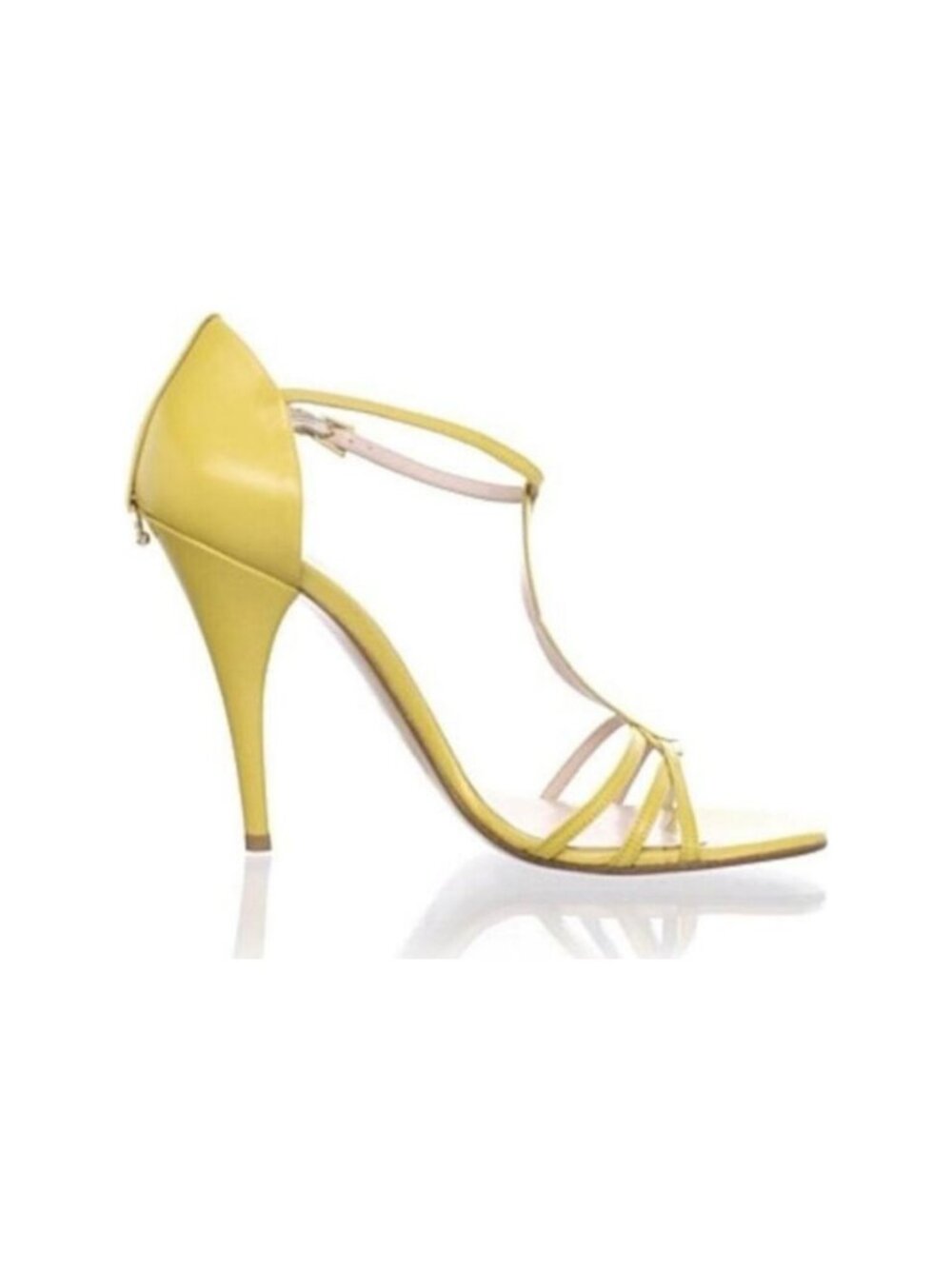 Guillaume Hinfray Bouffette Yellow Leather T-Strap Sandals Italy